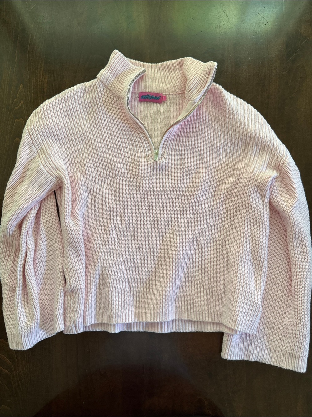 Quarter-Zip Knit Pullover - Light Pink